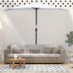OMBRELLONE DA TERRAZZA A MEZZALUNA CON APERTURA A MANOVELLA E PALO A 2 SEZIONI 2.6X1.35 M BIANCO