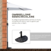 OMBRELLONE DA TERRAZZA A MEZZALUNA CON APERTURA A MANOVELLA E PALO A 2 SEZIONI 2.6X1.35 M BIANCO