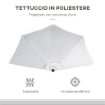 OMBRELLONE DA TERRAZZA A MEZZALUNA CON APERTURA A MANOVELLA E PALO A 2 SEZIONI 2.6X1.35 M BIANCO
