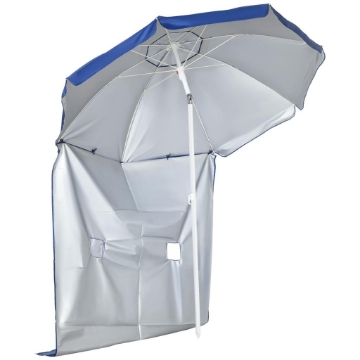 OMBRELLONE DA SPIAGGIA INCLINABILE CON TENDINE LATERALI IN POLIESTERE E ACCIAIO Ø 191X211 CM BLU E BIANCO