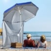OMBRELLONE DA SPIAGGIA INCLINABILE CON TENDINE LATERALI IN POLIESTERE E ACCIAIO Ø 191X211 CM BLU E BIANCO