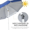 OMBRELLONE DA SPIAGGIA INCLINABILE CON TENDINE LATERALI IN POLIESTERE E ACCIAIO Ø 191X211 CM BLU E BIANCO