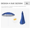 OMBRELLONE DA SPIAGGIA INCLINABILE CON TENDINE LATERALI IN POLIESTERE E ACCIAIO Ø 191X211 CM BLU E BIANCO