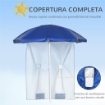 OMBRELLONE DA SPIAGGIA INCLINABILE CON TENDINE LATERALI IN POLIESTERE E ACCIAIO Ø 191X211 CM BLU E BIANCO