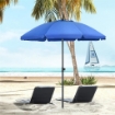 OMBRELLONE DA SPIAGGIA 1.8X2 M CON RECLINAZIONE A 45 E 8 STECCHE POLIESTERE E ACCIAIO BLU