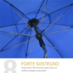OMBRELLONE DA SPIAGGIA 1.8X2 M CON RECLINAZIONE A 45 E 8 STECCHE POLIESTERE E ACCIAIO BLU