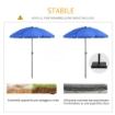 OMBRELLONE DA SPIAGGIA 1.8X2 M CON RECLINAZIONE A 45 E 8 STECCHE POLIESTERE E ACCIAIO BLU