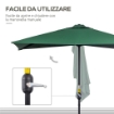 OMBRELLONE DA PARETE MEZZALUNA SALVASPAZIO CON APERTURA A MANOVELLA VERDE