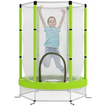 TRAMPOLINO ELASTICO PER BAMBINI Ï140 CM CON RETE DI SICUREZZA E DISEGNI, ETÓ 3-6 ANNI, VERDE