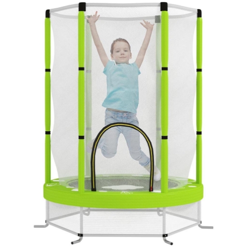 TRAMPOLINO ELASTICO PER BAMBINI Ï140 CM CON RETE DI SICUREZZA E DISEGNI, ETÓ 3-6 ANNI, VERDE