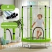 TRAMPOLINO ELASTICO PER BAMBINI Ï140 CM CON RETE DI SICUREZZA E DISEGNI, ETÓ 3-6 ANNI, VERDE