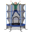 TRAMPOLINO ELASTICO PER BAMBINI Ï1.6X1.9 M CON RETE DI SICUREZZA E PALI IMBOTTITI, ETÓ 3-10 ANNI, BLU
