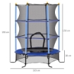 TRAMPOLINO ELASTICO PER BAMBINI Ï1.6X1.9 M CON RETE DI SICUREZZA E PALI IMBOTTITI, ETÓ 3-10 ANNI, BLU