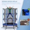 TRAMPOLINO ELASTICO PER BAMBINI Ï1.6X1.9 M CON RETE DI SICUREZZA E PALI IMBOTTITI, ETÓ 3-10 ANNI, BLU