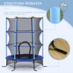 TRAMPOLINO ELASTICO PER BAMBINI Ï1.6X1.9 M CON RETE DI SICUREZZA E PALI IMBOTTITI, ETÓ 3-10 ANNI, BLU