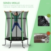 TRAMPOLINO ELASTICO PER BAMBINI 3-10 ANNI CON INGRESSO A CERNIERA E PALI IMBOTTITI, Ï163.5X190 CM, VERDE