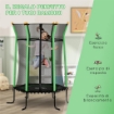 TRAMPOLINO ELASTICO PER BAMBINI 3-10 ANNI CON INGRESSO A CERNIERA E PALI IMBOTTITI, Ï163.5X190 CM, VERDE