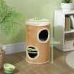 TORRE TIRAGRAFFI PER GATTI A 2 LIVELLI IN SISAL CON CASETTE IN PELUCHE PER 1-2 GATTI, MARRONE