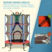 TRAMPOLINO PER BAMBINI CON TAPPETO ELASTICO, RETE DI SICUREZZA E PALI IMBOTTITI, ETÓ 3-10 ANNI, BLU