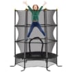 TRAMPOLINO ELASTICO PER BAMBINI Ï1.6X1.9 M CON RETE DI SICUREZZA E PALI IMBOTTITI, ETÓ 3-10 ANNI, NERO