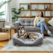 CUCCIA DIVANO PER CANI CON IMBOTTITURA, LETTINO PER CANI TAGLIA GRANDE E MEDIA FINO 25KG, 90X78X25CM, GRIGIO