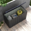 PANCA CONTENITORE DA 450L CON 2 ROTELLE E MANIGLIE IN ACCIAIO E PP 125.5X61.5X70 CM GRIGIO SCURO
