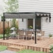 PERGOLA GAZEBO 3X4 M CON TETTUCCIO RETRATTILE E FORI DI DRENAGGIO IN ACCIAIO E POLIESTERE GRIGIO