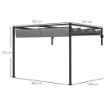 PERGOLA GAZEBO 3X4 M CON TETTUCCIO RETRATTILE E FORI DI DRENAGGIO IN ACCIAIO E POLIESTERE GRIGIO