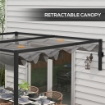 PERGOLA GAZEBO 3X4 M CON TETTUCCIO RETRATTILE E FORI DI DRENAGGIO IN ACCIAIO E POLIESTERE GRIGIO