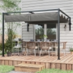 PERGOLA GAZEBO 3X4 M CON TETTUCCIO RETRATTILE E FORI DI DRENAGGIO IN ACCIAIO E POLIESTERE GRIGIO