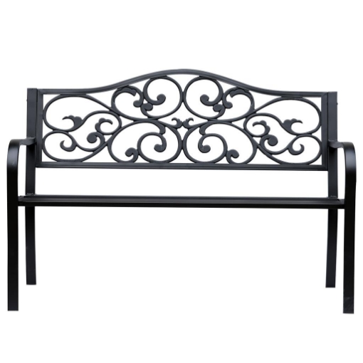 PANCHINA DA GIARDINO 2 POSTI CON SCHIENALE DECORATO IN GHISA E METALLO 127X60X89 CM NERO