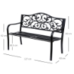 PANCHINA DA GIARDINO 2 POSTI CON SCHIENALE DECORATO IN GHISA E METALLO 127X60X89 CM NERO