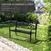 PANCHINA DA GIARDINO 2 POSTI CON SCHIENALE DECORATO IN GHISA E METALLO 127X60X89 CM NERO