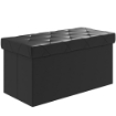 PANCA CONTENITORE PIEGHEVOLE DA 84L COPERCHIO IMBOTTITO E RIVESTIMENTO FINTA PELLE 76X38X38 CM NERO