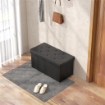 PANCA CONTENITORE PIEGHEVOLE DA 84L COPERCHIO IMBOTTITO E RIVESTIMENTO FINTA PELLE 76X38X38 CM NERO