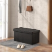 PANCA CONTENITORE PIEGHEVOLE DA 84L COPERCHIO IMBOTTITO E RIVESTIMENTO FINTA PELLE 76X38X38 CM NERO