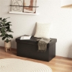 PANCA CONTENITORE PIEGHEVOLE DA 84L COPERCHIO IMBOTTITO E RIVESTIMENTO FINTA PELLE 76X38X38 CM NERO