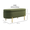 PANCA CONTENITORE OVALE DA 72L CON COPERCHIO SOLLEVABILE IN TESSUTO EFFETTO VELLUTO E LEGNO 108X44X43.5 CM VERDE