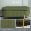 PANCA CONTENITORE OVALE DA 72L CON COPERCHIO SOLLEVABILE IN TESSUTO EFFETTO VELLUTO E LEGNO 108X44X43.5 CM VERDE