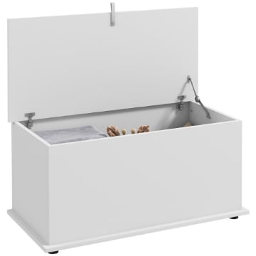 PANCA CONTENITORE MULTIUSO IN LEGNO PER CAMERA E INGRESSO 80X40X40 CM BIANCO