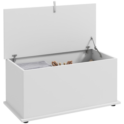 PANCA CONTENITORE MULTIUSO IN LEGNO PER CAMERA E INGRESSO 80X40X40 CM BIANCO