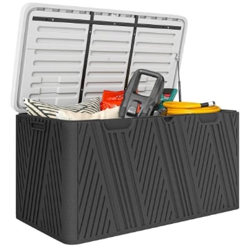 PANCA CONTENITORE 380L IN HDPE CON 2 MANIGLIE LATERALI E LEVA A GAS 115X60X60 CM NERO E GRIGIO