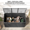 PANCA CONTENITORE 380L IN HDPE CON 2 MANIGLIE LATERALI E LEVA A GAS 115X60X60 CM NERO E GRIGIO