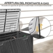 PANCA CONTENITORE 380L IN HDPE CON 2 MANIGLIE LATERALI E LEVA A GAS 115X60X60 CM NERO E GRIGIO