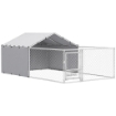 RECINTO PER CANI CON COPERTURE E CIOTOLE GIREVOLI, IN ACCIAIO E TESSUTO OXFORD, 4X2.3X1.5 M, ARGENTO