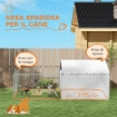 RECINTO PER CANI CON COPERTURE E CIOTOLE GIREVOLI, IN ACCIAIO E TESSUTO OXFORD, 4X2.3X1.5 M, ARGENTO