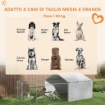 RECINTO PER CANI CON COPERTURE E CIOTOLE GIREVOLI, IN ACCIAIO E TESSUTO OXFORD, 4X2.3X1.5 M, ARGENTO