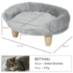 CUCCIA DIVANETTO PER CANI E GATTI SFODERABILE IN PELUCHE CON SCHIENALE, 47X40X20 CM, GRIGIO