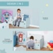 PANCA CONTENITORE CON SCHIENALE IN LEGNO PER BAMBINI DA 3-6 ANNI 60X30X50 CM AZZURRO