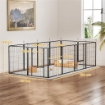 RECINTO PER CANI A 12 PANNELLI MODULABILI DA 68X1.5X80CM IN ACCIAIO NERO CON PORTA DI INGRESSO